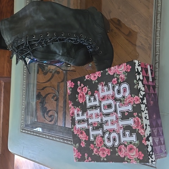 Jeffrey Campbell Black Lace Up Boots - Picture 7 of 9